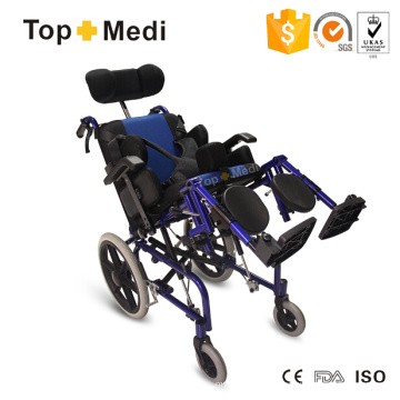 Topmedi Respaldo reclinable Cerebral Palsy Cp Silla de ruedas para niños